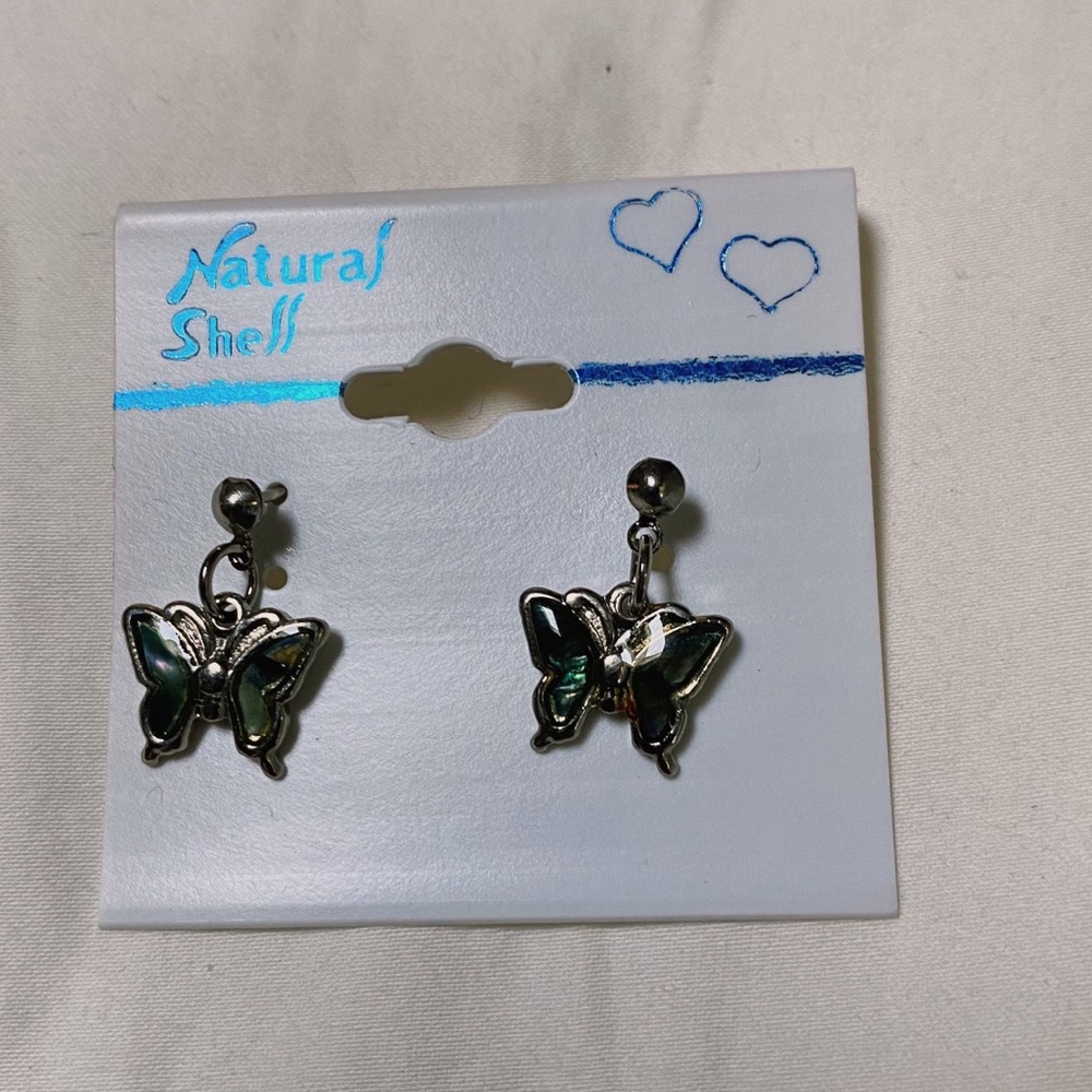 VINTAGE Dangly Silver Butterfly Earrings